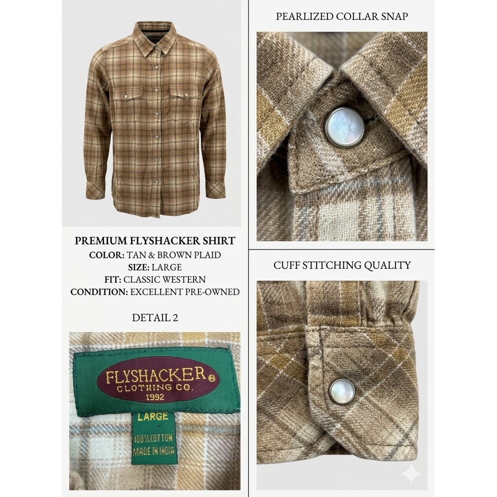 Vintage-Style Flyshacker Clothing Co. Heavyweight Plaid Cotton Flannel - Large